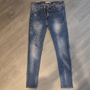 Zara Men's Faded Blue Skinny Jeans